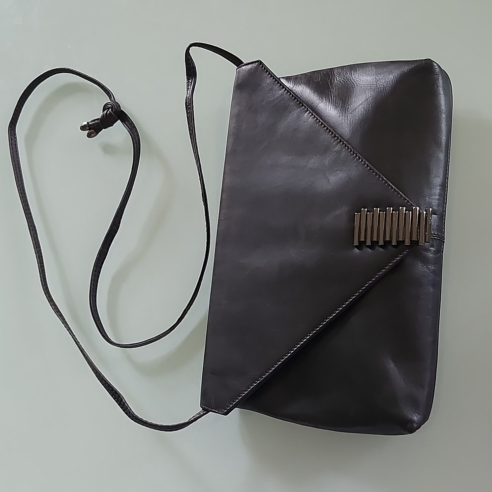 Vintage Rodo Black '80s Y2K Classic Chic Retro Lambskin (possibly) Leather Bag